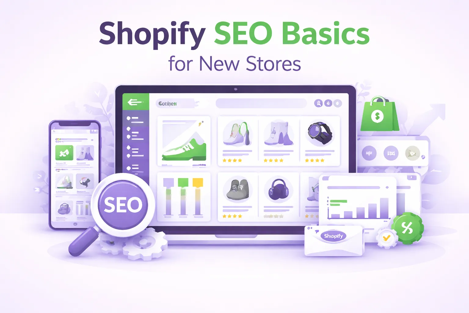 Shopify SEO basics for new ecommerce stores including collections, product pages, and internal linking